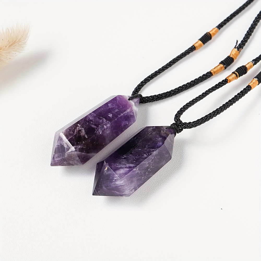 Amethyst Geometric Crystal Necklace for Men And Women